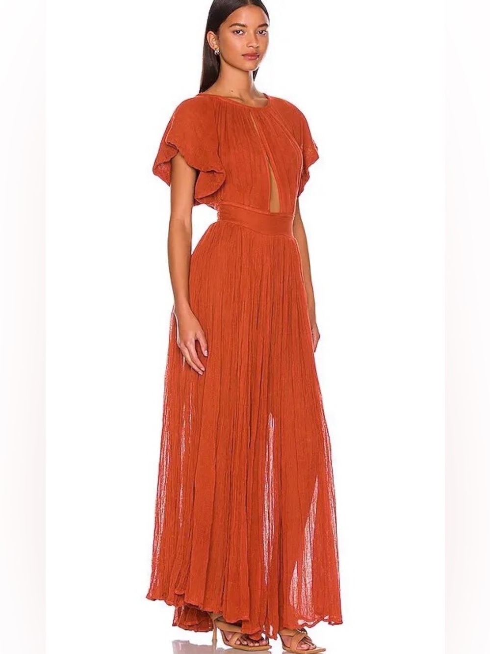 NEW Jen’s‎ Pirate Booty Monaco Gauze Maxi Dress Burnt Orange M/L - Picture 2 of 13